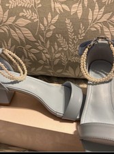 Women's Blue Strappy Open Toe Ankle Strap Buckle Sandals w/ Beaded Detail
