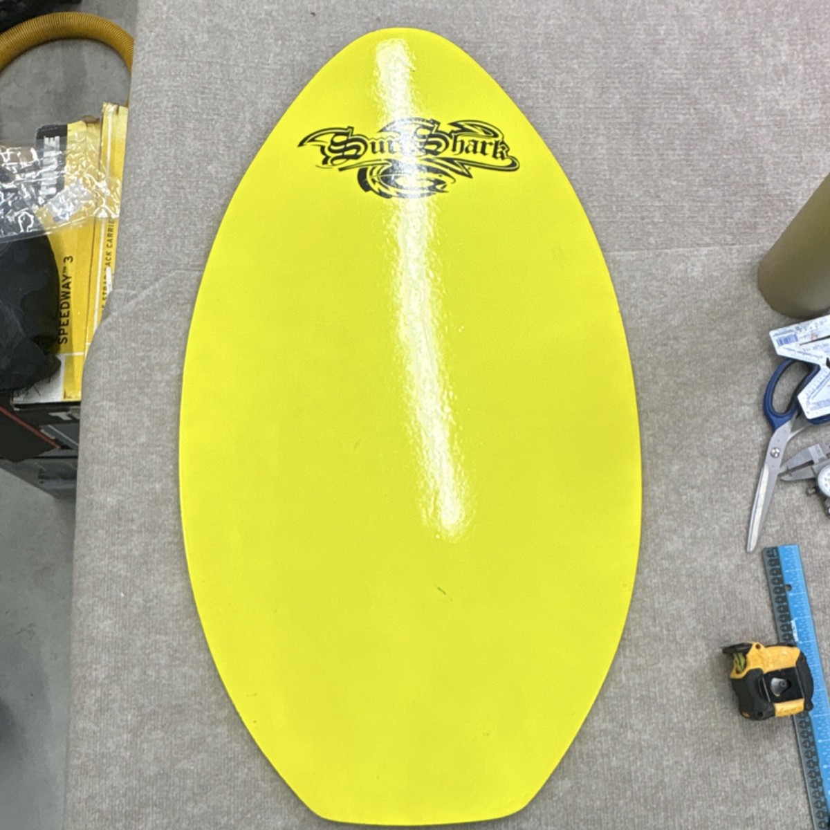 Surf Shark Bright Yellow Skim Board with Sporty Design for Beach
