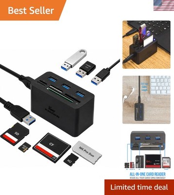 All-in-One USB Hub with Memory Card Reader - Versatile 8-Port USB 3.0 Solution