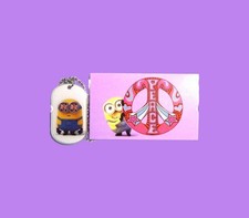 Minions Dog Tag Mania Bob Necklace 12 Sticker 11 Peace Bob Collectible Rare