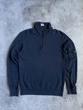 C.P Company Men’s Blue 1/4 Zip Lens Casual Light Sweatshirt Size M