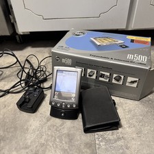 Palm Pilot M-515 power-supplied cradle stylus and leather case WORKING