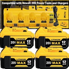 DCB104 XR 4-Port Multi Charger For DEWALT 20V and 4x12.0Ah DCB205 Battery NEW