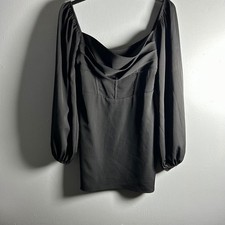 Princess Polly Black Sienna Long Sleeve Corset Drape Neck Mini Dress