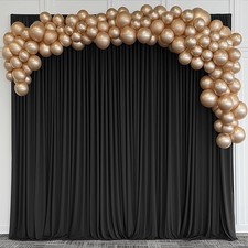 Black Backdrop Curtains for Wedding Parties, 10x10FT Wrinkle Free Photo Backd...