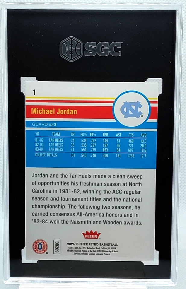 Michael Jordan SGC 9.5 2012-13 Fleer Retro #1 UNC RARO MJ GOAT Foto 2 de 2