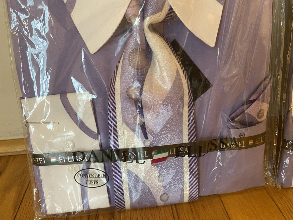Dos nuevas camisas Daniel Ellissa moradas/lilas para hombre 18,5 36-37. Foto 4 de 4