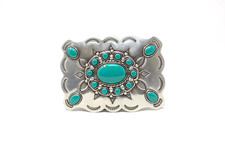 Turquoise Bead Western Belt Buckle, 1.5'' Removable Western Buckle