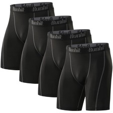 4 Pack Compression Shorts Men Underwear Spandex Large, 4 Pack:black Grey
