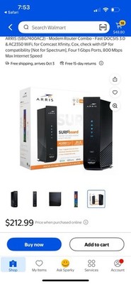 ARRIS SBG7400AC2 SURFboard  DOCSIS  3.0 Cable Modem & Wi-Fi  Router