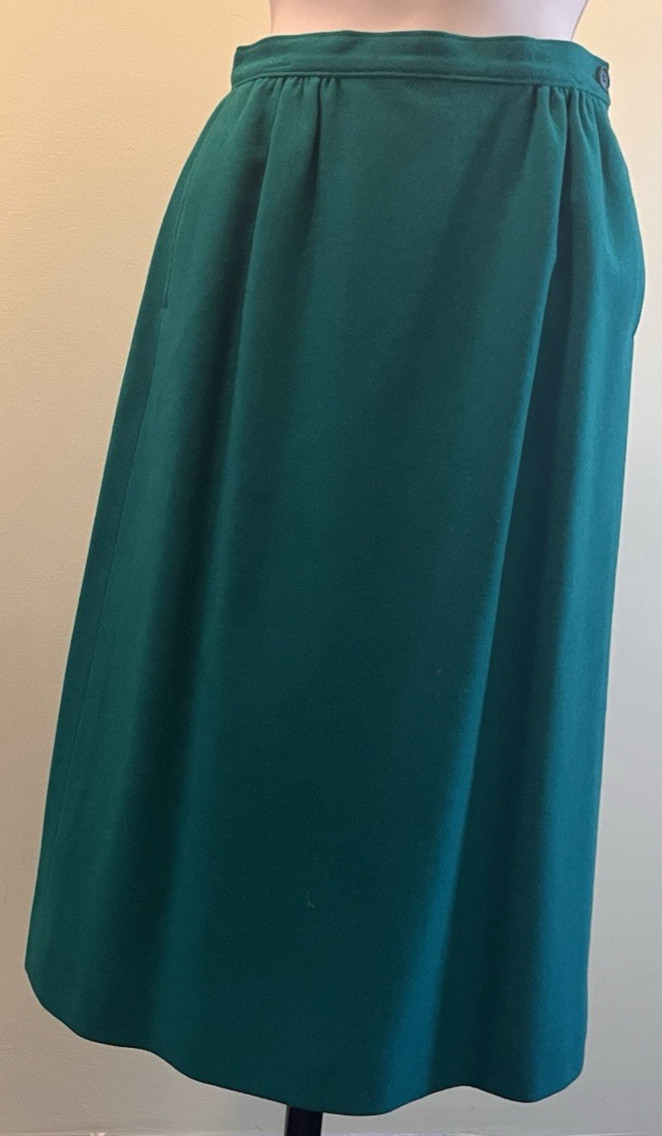 Vintage Pendleton Virgin Wool Solid Green Skirt &… - image 7