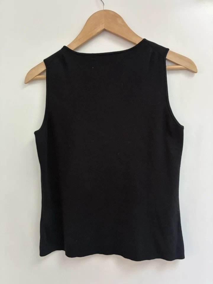 Camiseta sin mangas Charter Club Petite para mujer negra lisa mezcla de nailon seda P/P Foto 3 de 3