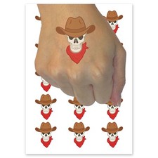 Bandit Outlaw Skull Cowboy Temporary Tattoo Water Resistant Fake Body Art Set