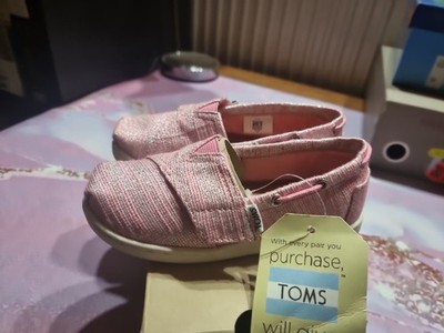Toms Mädchen Schuhe 7Pink Peony Silver Hook & Loop Gr. 27