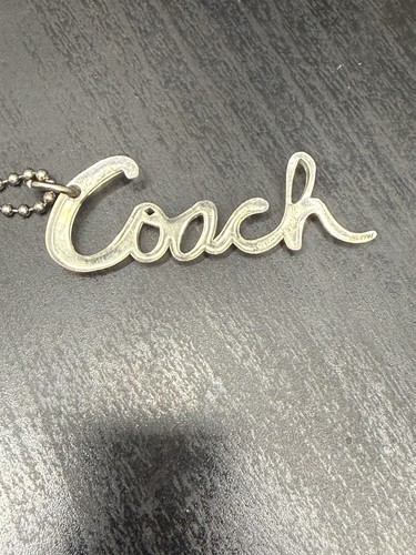 COACH Silver Acrylic Script Signature Hang Tag Purse … - Gem
