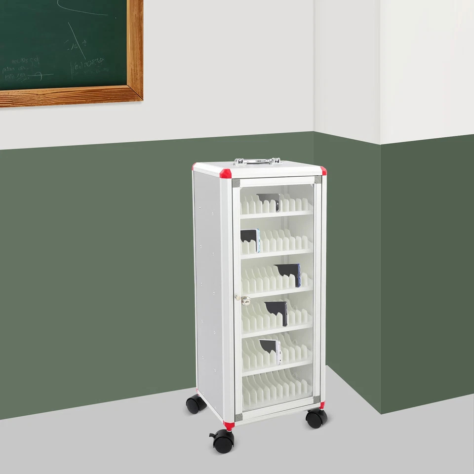 Caja de almacenamiento de teléfono celular móvil 72 ranuras gabinete de retención de teléfono rodante con llaves Foto 2 de 4