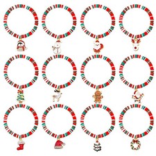 12 Pcs Christmas Bracelet Set Polymer Clay Stretch Heishi Bracelets Bulk Joy Mer