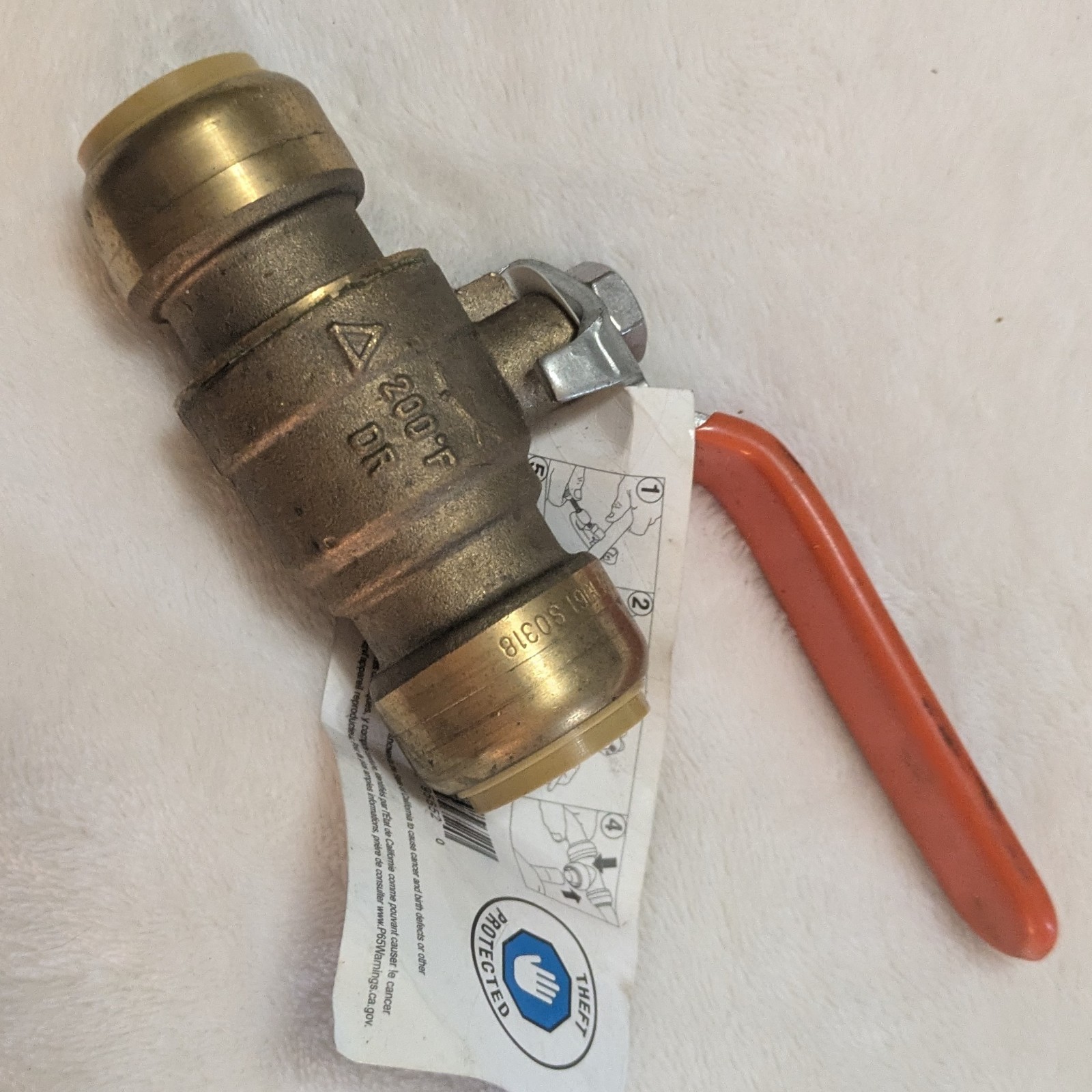 SharkBite 3/4" Push-to-Connect Ball Valve Brass Lead Free PEX CPVC Copper 22185
