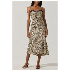 ASTR THE LABEL Leopard Print Slip Midi Dress Lace Trim 90s Y2K whimsigoth sz XL