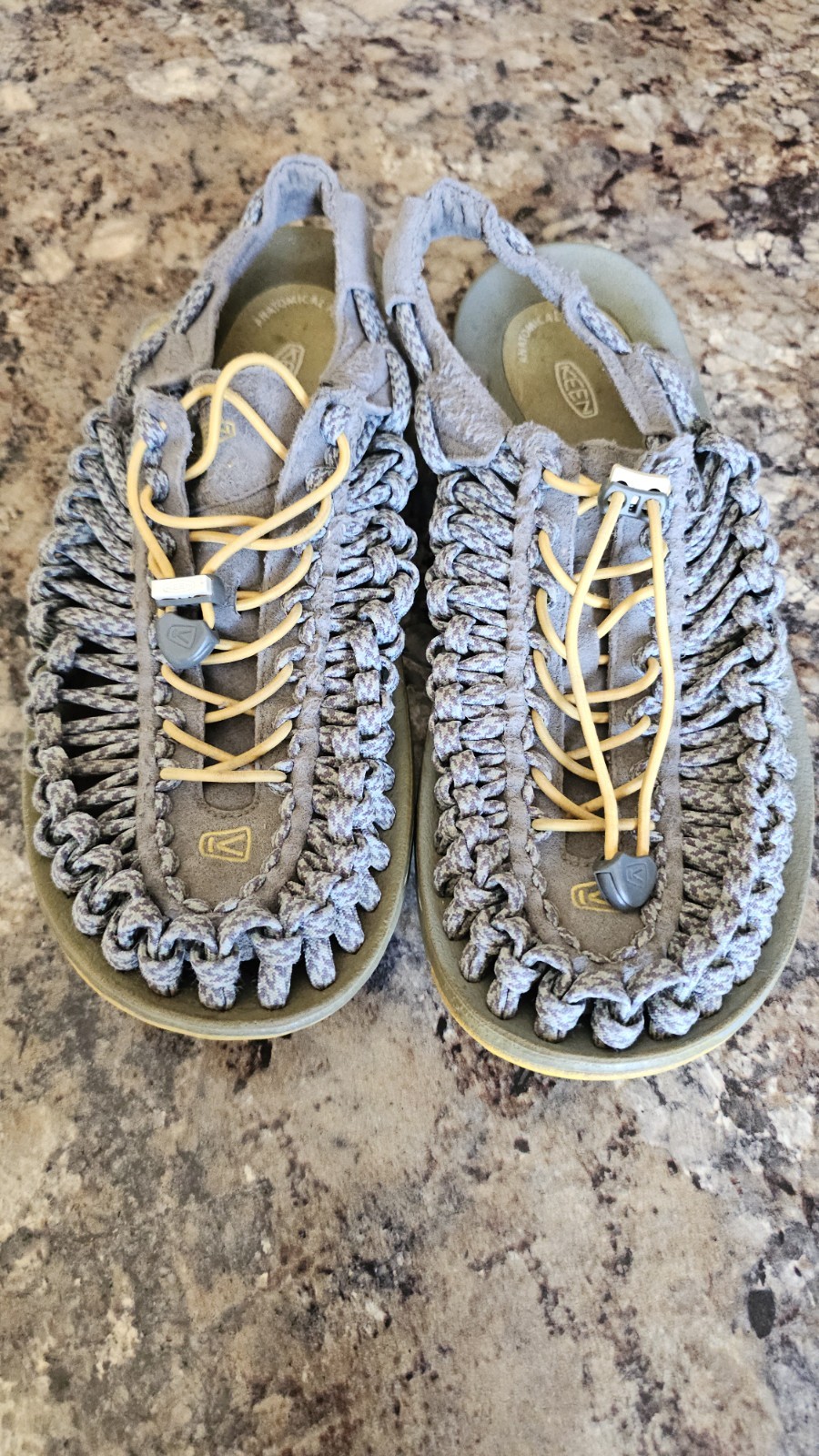KEEN Gray/Yellow Suede Boat Shoes Lace-Up Casual Men’s US 11 Rubber Sole