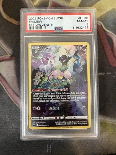 Mew GG10/GG70 Crown Zenith: Galarian Gallery Holo PSA 8