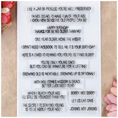 Words Letters Happy Let Eat Cake Clear Stamps for Card Making Decoration and ...