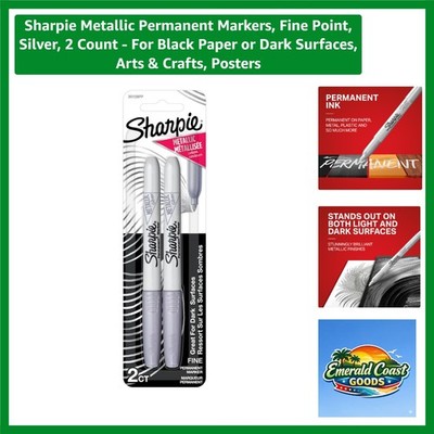 Fade-Resistant Silver Metallic Markers, 2 Count - Ideal for Writing & Drawing