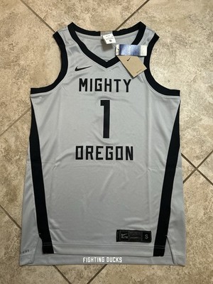 NWT Oregon Ducks #1 Nike Elite Limited Grey Black Basketball Jersey Mens Small