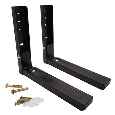 Universal Microwave Shelf Bracket Wall Mount Kit Extend Foldable Black Pair