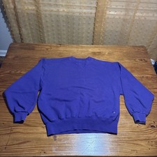 Vintage 90s Russell High Cotton Sweatshirt Mens M Purple USA MADE Blank Heavy