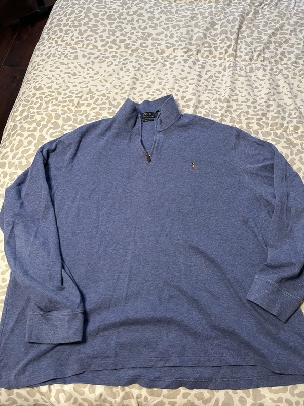 Polo Ralph Lauren Mens XXL Quarter Zip Pullover Sweater Blue Long Sleeve