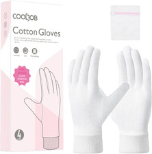 4 Pairs Cotton Moisturizing Gloves with Polyester Wrist,M