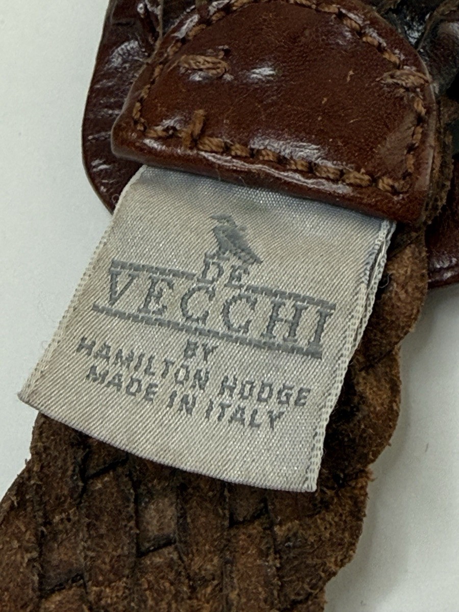 Leather Belt De Vecchi by Hamilton Hodge Woven Buckle VTG  display picture 3