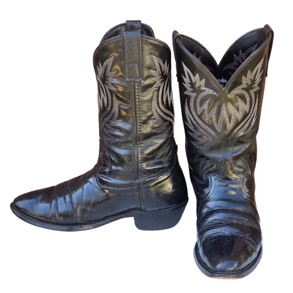 Laredo Cowboy Boots Black Leather Mens 9 D AS IS Vintage 