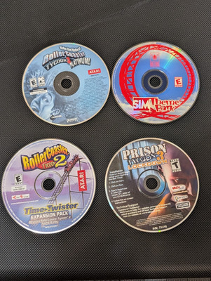 Mixed PC 4 Disc Lot   Roller Coaster Tycoon - Prison Tycoon - Sim Theme Park