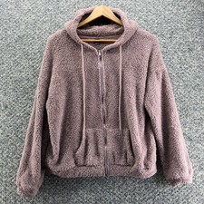 Shein Cropped Hoodie Sweatshirt Purple Womens Sz M Full Zip