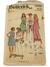 Vtg 1970's Butterick 6668 Sewing Pattern Wedding Bridesmaid Formal Dress sz 8