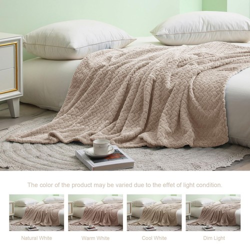 King Size Blanket for Bed 90x104 Inches Soft Cozy 3D Decorative Jacquard Flannel - Picture 5 of 10