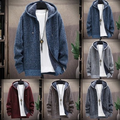 Warmer Fleece gefütterter Hoodie Pullover mit Reißverschluss für kaltes Wetter Jacken für Herren