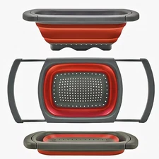 Collapsible Colander Over the Sink Extendable Handles Fruit Veggies Pasta