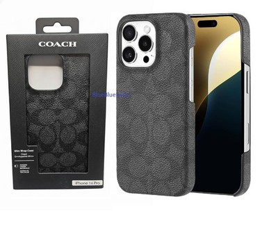 COACH NEW YORK Slim Wrap Case Case For Apple iPhone 16 Pro 6.3'' (Charcoal)