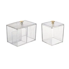 Compact Plastic Makeup Swab Holder With Cover Hygienic Vanity Container Cases