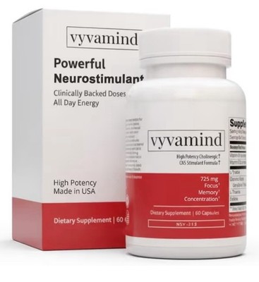 vyvamind Neurostimulant + Focus Aid Supplement for Enhanced Concentration 60Caps