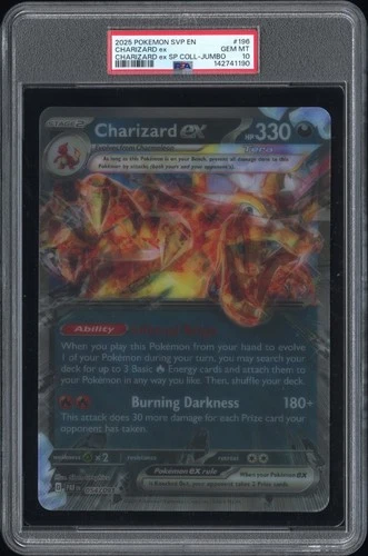 2025 POKEMON SVP EN-SV BLACK STAR PROMO JUMBO #196 CHARIZARD EX PSA 10