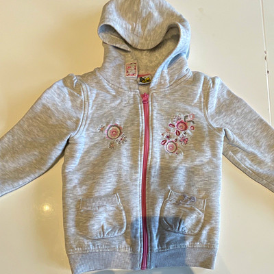 Papagino Mädchen Kapuzenpullover, Reißverschluss, grau/rosa Gr. 98