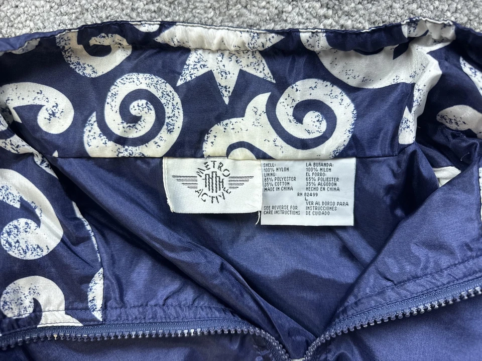 Chaqueta cortavientos vintage Metro Active para mujer grande de nailon estampado de estrellas retro años 90 Foto 4 de 4