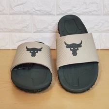 Under Armour UA Project Rock Slides 2.0 Mens Sz 11 / Womens 12 Khaki Base Thyme 