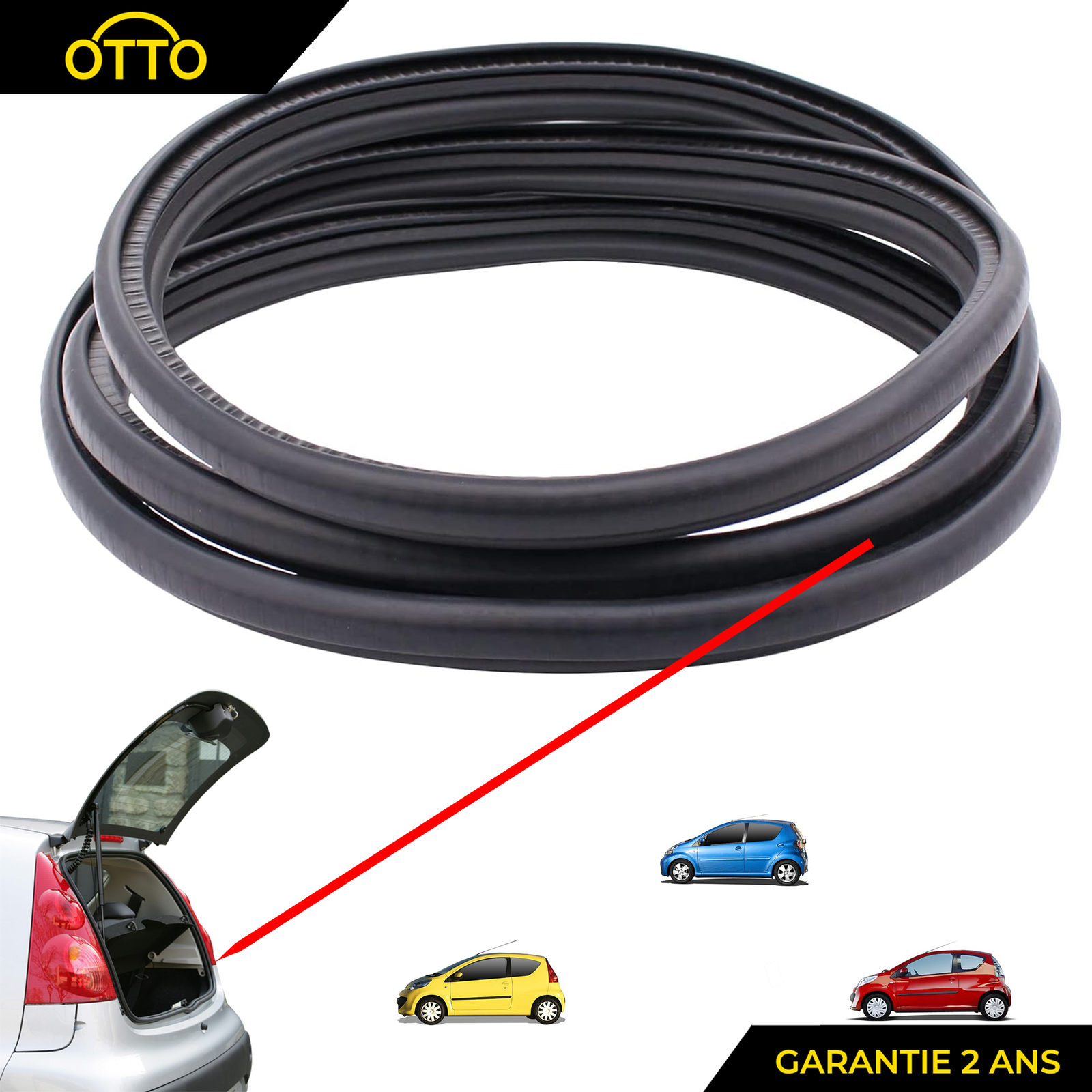 Joint Arrière de Porte Peugeot 107 (2005-2014) - Joint Étanchéité Caoutchouc Noir 8707.C7
