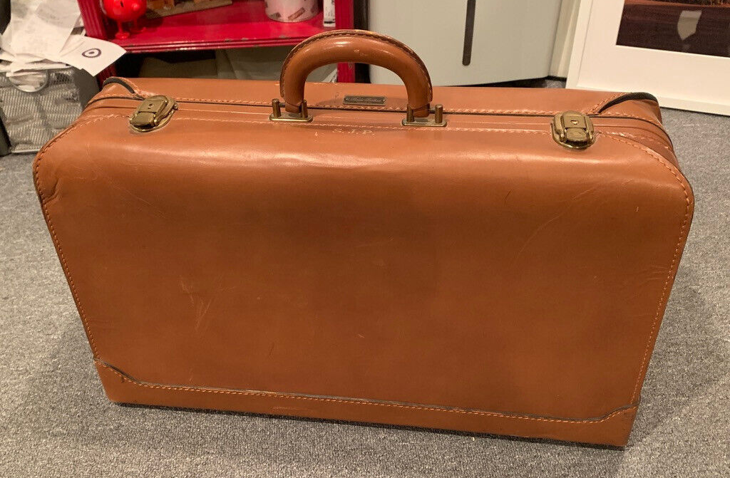 Vintage Brooks Brothers Suitcase Cowhide Leather Trunk Travel 