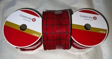 3 Lot Celebrate It Christmas Wired Ribbon 2.5"x25 ft Red Plaid Polyester Blend